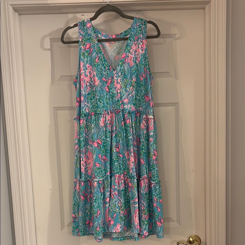 Lilly Pulitzer Amalfi Blue Best Fishes Lorina Swing Dress Medium